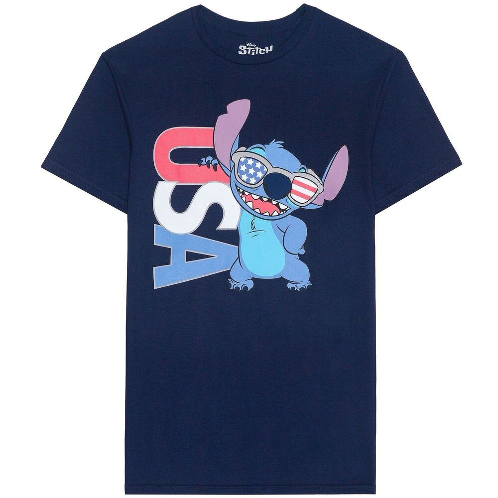 Disney's Lilo & Stitch Americana USA Graphic‎ T-Shirt Men's Size Medium NWT